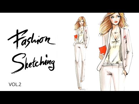 Видео: Fashion sketching Офисный стиль Часть 2  Скетч белого брючного костюма