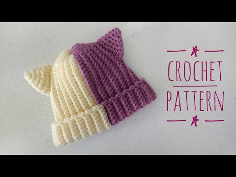 Видео: ДВУХЦВЕТНАЯ ШАПКА крючком на любой размер 😺  Шапка с ушками. How to crochet a beanie hat