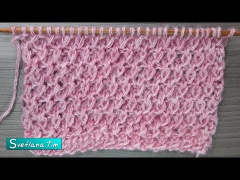 Видео: Узор РИС "скрещенными петлями" Уроки по вязанию на спицах # 675