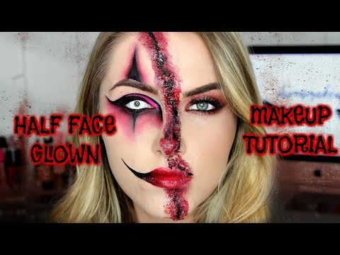 Видео: Урок по созданию грима на Хэллоуин в стиле клоуна на половину лица | shivonmakeupbiz