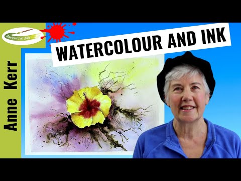 Видео: Как нарисовать цветок акварелью и акриловыми чернилами (шаг за шагом). Автор: профессиональный ху...