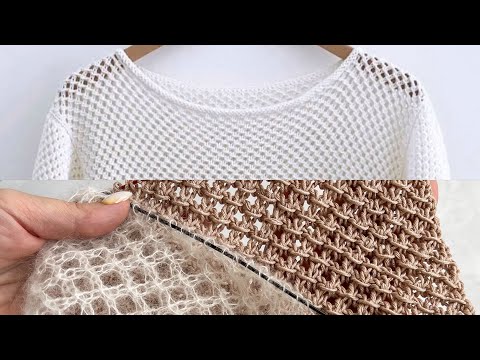 Видео: Еще одна сетка спицами! Очень просто! Узор Болгарский крест. Knitting pattern!