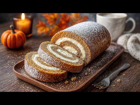 Видео: Такой нежный, такой сливочный… Такой затягивающий! | Рецепт тыквенного рулета