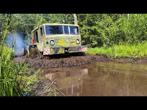 Видео: Ракетовоз в болоте / МАЗ 537 на зимнике летом