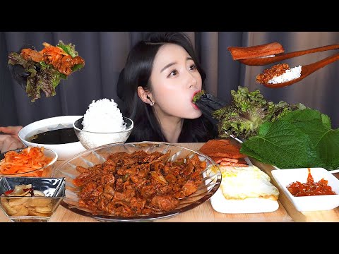 Видео: ASMR Жареная острая свинина X Овощной Кимчи Корейская еда Мукбанг MukbangㅣKorean Foods Kimchiㅣ먹방