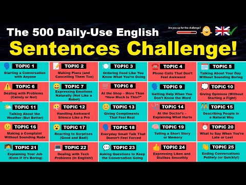 Видео: Задача «500 предложений на английском языке для ежедневного использования»! - (25 тем)