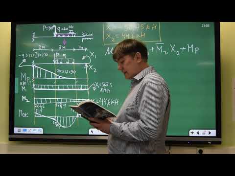 Видео: Пример расчёта статически неопределимой балки методом сил (часть 2)