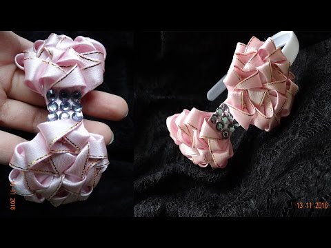 Видео: Бантик Канзаши на ободке/Бант на новый год/Bow kanzashi on the rim / Interesting Petal