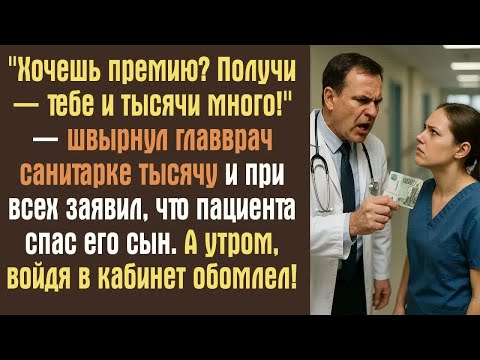 Видео: ＂Хочешь премию？ Получи — тебе и тысячи много!＂ — швырнул главврач санитарке тысячу и при всех заявил