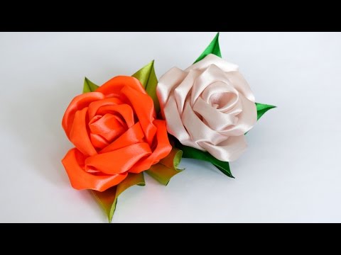 Видео: РОЗА из атласных лент / КАНЗАШИ Мастер Класс
