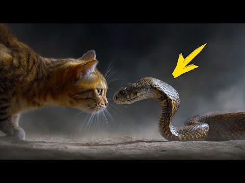 Видео: Кот неожиданно встретил Ядовитую Змею, а затем произошло что то невероятное!