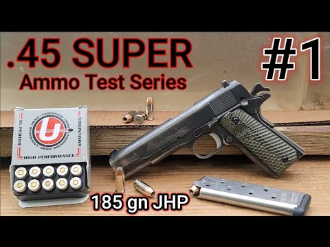 Видео: Серия испытаний патронов .45 SUPER: № 1 Underwood 185 гран JHP | 5" 1911 Accuracy/Gel