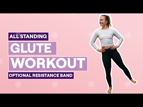 Видео: 10-минутная тренировка ягодичных мышц стоя | Без приседаний, без пола, с резинкой по желанию