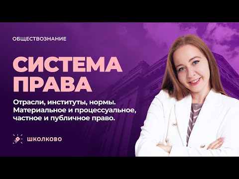 Видео: Система права: отрасли, институты, нормы. Материальное и процессуальное, частное и публичное право.