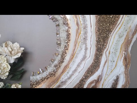 Видео: #47 - Элегантная золотая и белая полимерная жеода на плите МДФ - по бюджету!