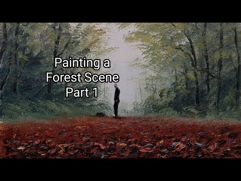 Видео: Рисуем лесной пейзаж. Часть 1. Простые уроки масляной живописи. #oilpainting #oilpaint