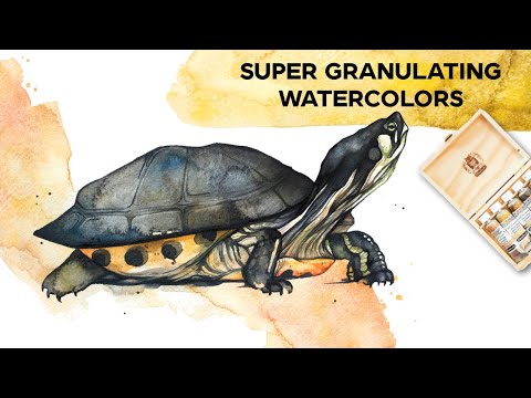Видео: Акварель Schmincke Super Granulating - Палитра "Пустыня" - Образцы и рисование рептилий