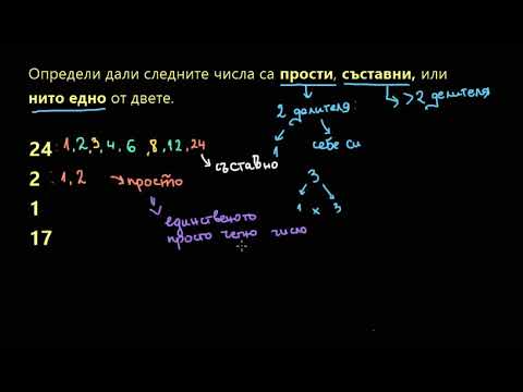 Видео: Разпознаване на прости и съставни числа І  Въведение в алгебрата І 5. клас (България) І Кан Академия