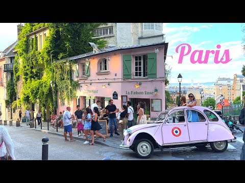 Видео: [4K]🇫🇷 Монмартр: сердце Парижа, площадь Тертр🎨Мулен Руж💃Ужин в La Maison Rose🌹2023