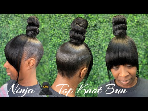 Видео: Как сделать пучок наверху с челкой Quickweave