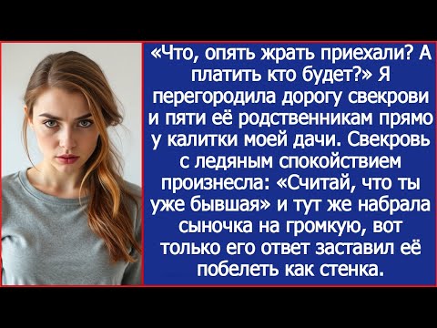 Видео: «Что, опять жрать приехали?» Я перегородила дорогу родственникам свекрови прямо у калитки моей дачи.