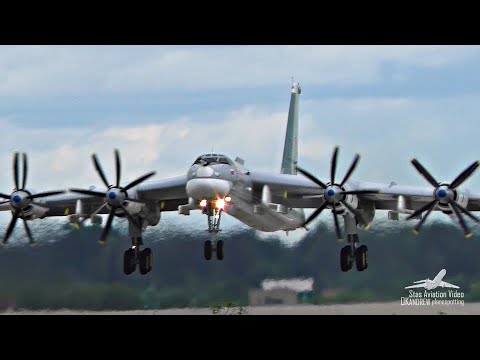 Видео: Ту-95МС Ветром сдуло на взлёте. А рычит как задорно.