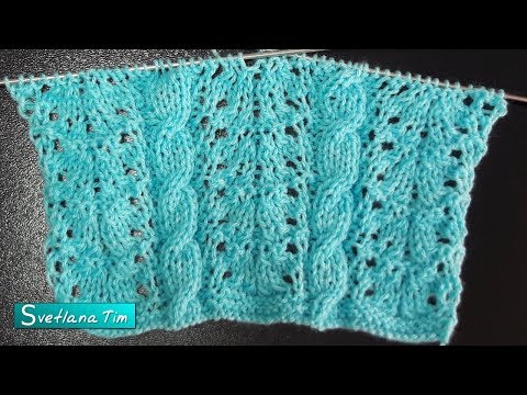 Видео: Узоры спицами. Косы и Ажур. Вязание спицами # 625