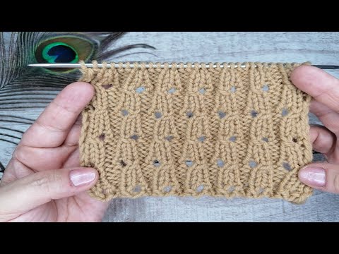 Видео: Супер легкий ажурный узор 35 на основе резинки 2 на 2/Ажурная резинка