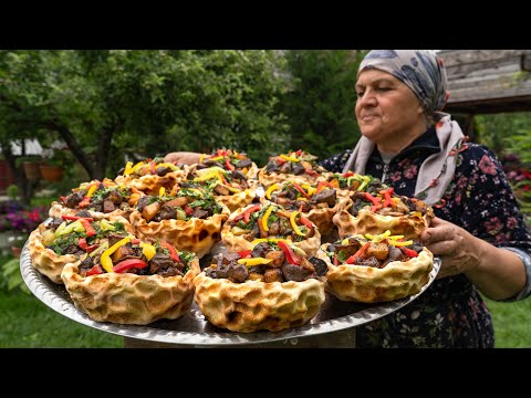 Видео: Хлеб с Бараниной Запеченный на Камнях | Древняя Кулинария на Горячих Камнях