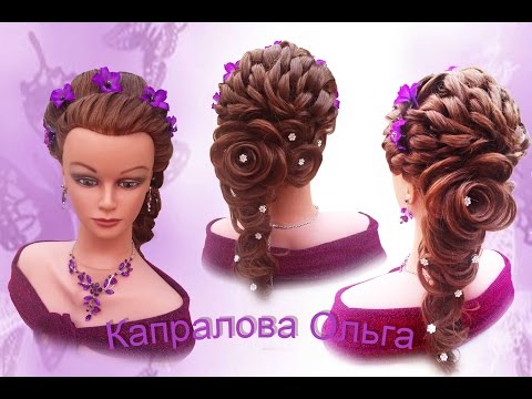 Видео: Свадебная прическа с розой из волос.gaya rambut rose Wedding hairstyle Rose hairstyle Kapralova Olga