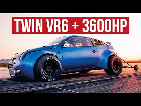 Видео: VW Frankenstein Lupo Drag Car From Hell с двумя двигателями VR6