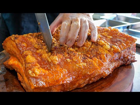 Видео: Популярный! Процесс приготовления хрустящего свиного живота и коллекция бифштексов!﻿
