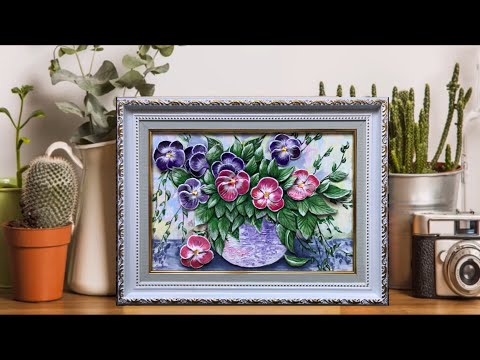 Видео: How to sculpt flowers from a sculpting mass/Картина Анютины глазки из солёного теста