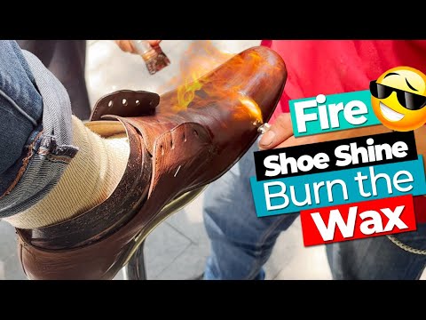 Видео: Растопите чернила 👊👊 #asmr Shoe Shine FIRE Technique для затемнения вашей обуви