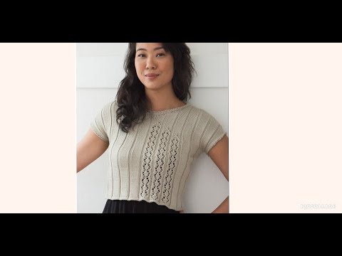 Видео: Самая простая футболка с ассиметричным ажурным узором..