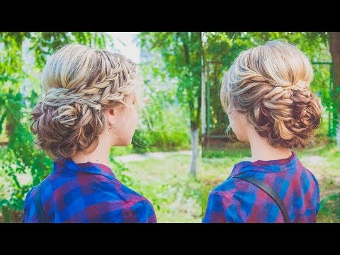 Видео: ПРИЧЕСКА. Пучок из кос. Hairstyles for medium hair with braids. LOZNITSA