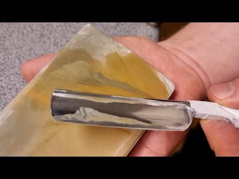 Видео: Скорость японского натурального камня Nakayama Maruka заточка бритвы с 400 грит до стругания волоса