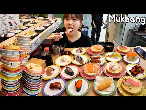 Видео: Mukbang|1 доллар за 1 тарелку. Экономичный ресторан с конвейерной лентой для суши в Корее. Суши Сеон