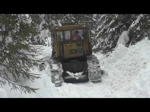 Видео: Не смог на Урале лесовозе проехать в делянку... Бульдозер чистит дорогу