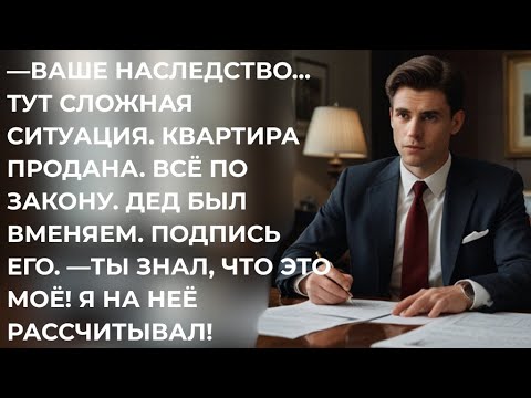 Видео: —ВАШЕ НАСЛЕДСТВО.ТУТ СЛОЖНАЯ СИТУАЦИЯ.КВАРТИРА ПРОДАНА. —ТЫ ЗНАЛ, ЧТО ЭТО МОЁ! Я НА НЕЁ РАССЧИТЫВАЛ!