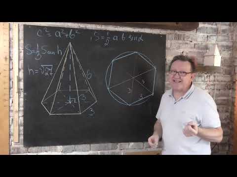 Видео: Стереометрия на ЕГЭ  Найти объём пирамиды, основанием которой является правильный шестиугольник