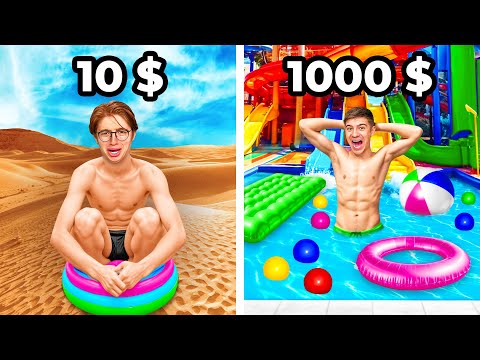 Видео: 24 часа В БАССЕЙНАХ за 10$ и 1.000$