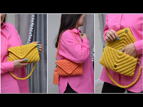 Видео: Simple pattern for a beautiful handbag Crochet from 1 skein of yarn МК Легкий узор для сумочки