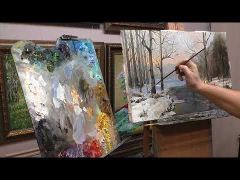 Видео: Как нарисовать зимний пейзаж. Детализация в масляной живописи.