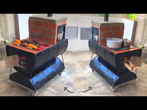 Видео: Многофункциональная уличная печь _ креативные идеи из цементных и не железных бочек