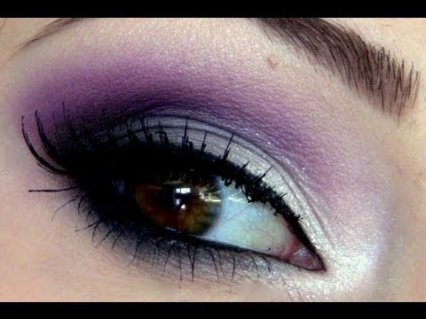 Видео: Вечерен грим в бяло сиво и лилаво - видео урок