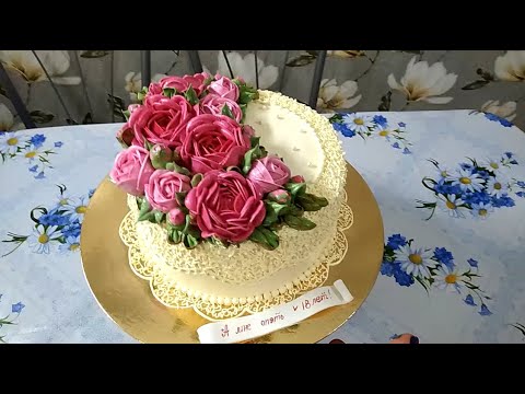 Видео: Кремовый торт с пионами