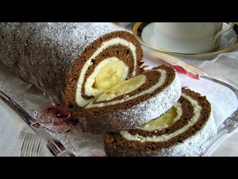 Видео: Очень вкусный Банановый рулет в шоколаде - быстрый рецепт