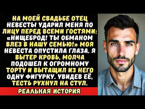 Видео: Тесть ударил меня на свадьбе дочери «Ты ей не ровня!» Я встал, подошел к свадебному торту и…