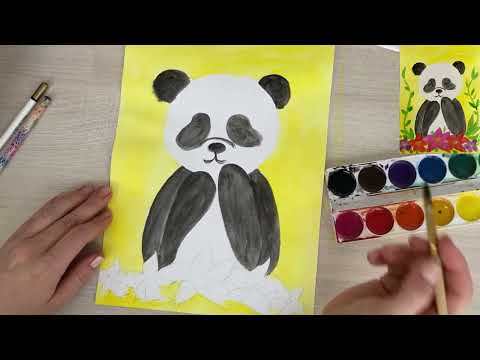 Видео: Малюємо панду🐼 гуаш або акварель🙌🏻